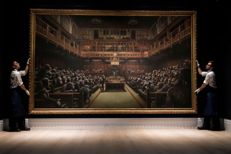 Banksy's chimp-depicting 'Devolved Parliament' sells for over $12 million