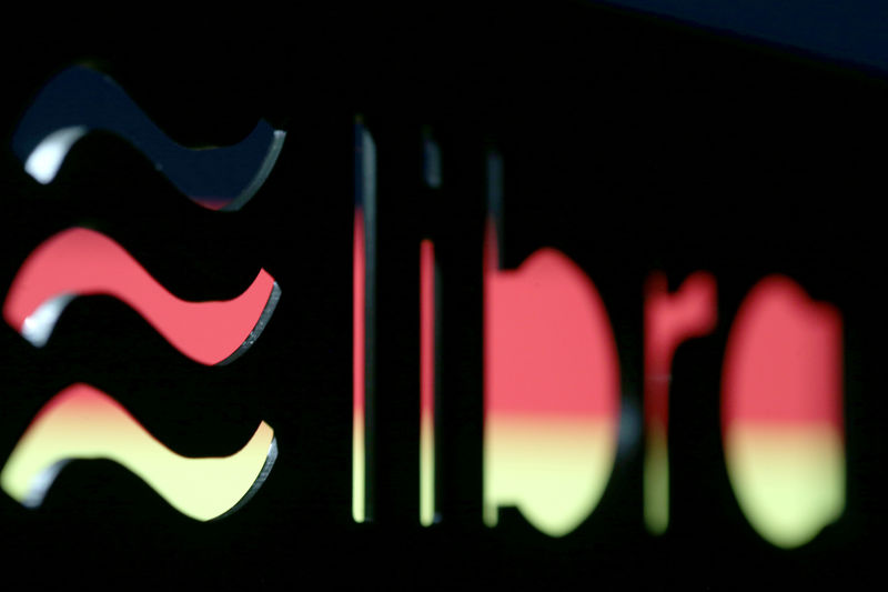 © Reuters. FILE PHOTO: A 3D-printed Facebook Libra cryptocurrency logo is seen in front of displayed German flag in this illustration taken