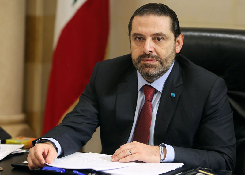 © Reuters. FILE PHOTO: Lebanese Prime Minister Saad al-HarirI is seen during the meeting to discuss a draft policy statement at the governmental palace in Beirut