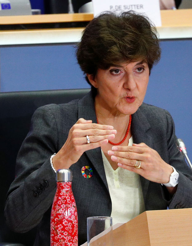 © Reuters. European Internal Market Commissioner-designate Sylvie Goulard of France attends her hearing before the European Parliament in Brussels