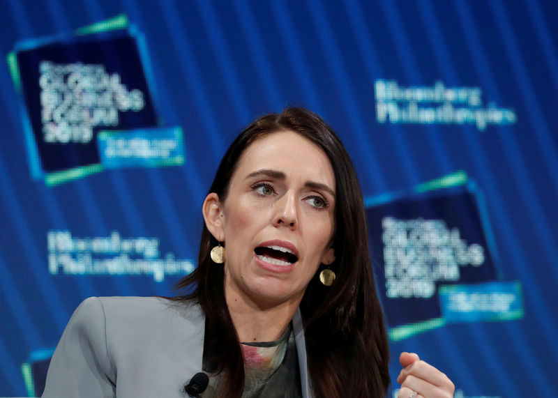 © Reuters. Prime Minister of New Zealand Jacinda Ardern speaks during the Bloomberg Global Business Forum in New York City