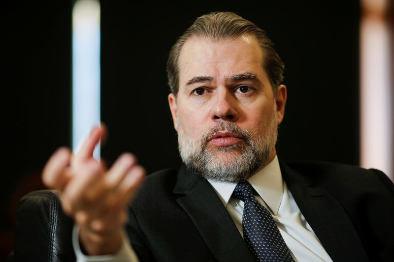 © Reuters. Presidente do STF, Dias Toffoli, durante entrevista à Reuters em Brasília