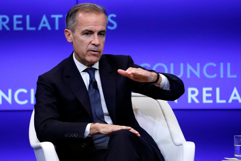 © Reuters. FILE PHOTO:  Mark Carney, Governor of the Bank of England (BOE) speaks at the Council on Foreign Relations in New York