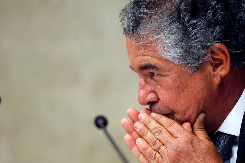 © Reuters. Judge Marco Aurelio de Mello reacts durign a session of the Supreme Court in Brasilia