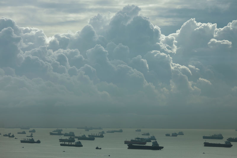 © Reuters. FILE PHOTO:  A view of shipping vessels in the southern coast of Singapore