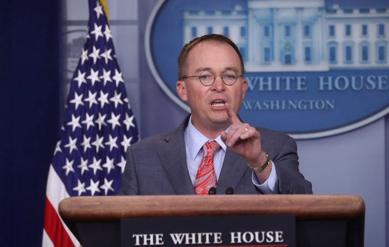 © Reuters. Acting White House Chief of Staff Mulvaney addresses media briefing at the White House in Washington