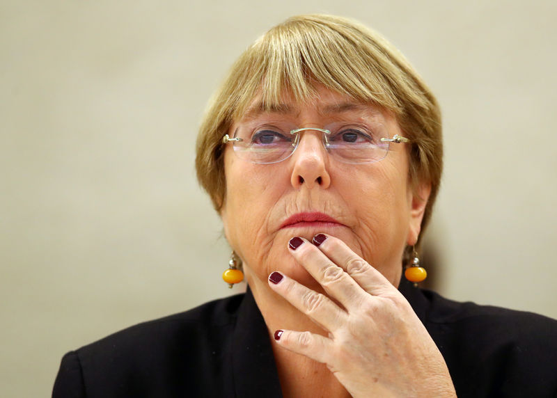 © Reuters. IMAGEN DE ARCHIVO. La alta comisionada para Derechos Humanos de la ONU, Michelle Bachelet, durante una sesión del Consejo de Derechos Humanos en Ginebra