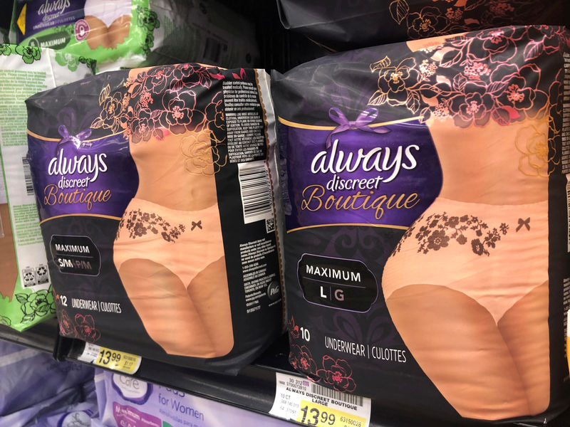 © Reuters. Adult diapers marketed as feminine and sexy are displayed in a grocery store in Chicago
