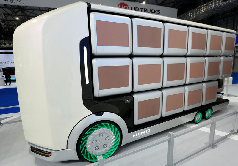Future delivery: Japanese trucks designed with no cabin and interchangeable cargo holds