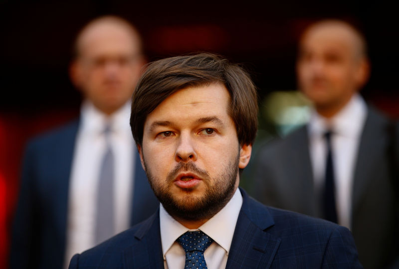 © Reuters. Sorokin, Russian Deputy Energy Minister  speaks to the media in Minsk