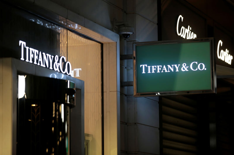 © Reuters. The logo of U.S. jeweller Tiffany & Co. is seen at a store in Nice