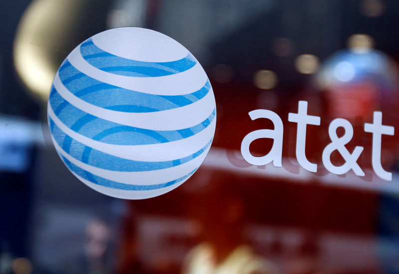 © Reuters. FILE PHOTO: The at&t logo is seen at their store in Times Sqaure in New York