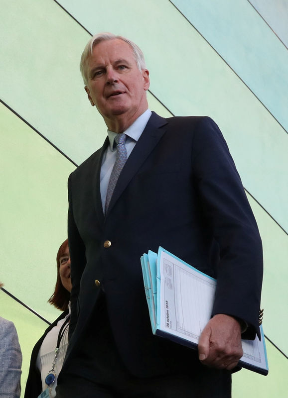 © Reuters. The European Union's Brexit negotiator Barnier addresses the European Economic and Social Committee, in Brussels