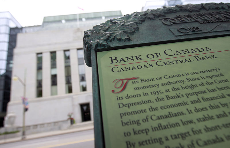 © Reuters. カナダ中銀、政策金利据え置き　成長率見通し引き下げｂ