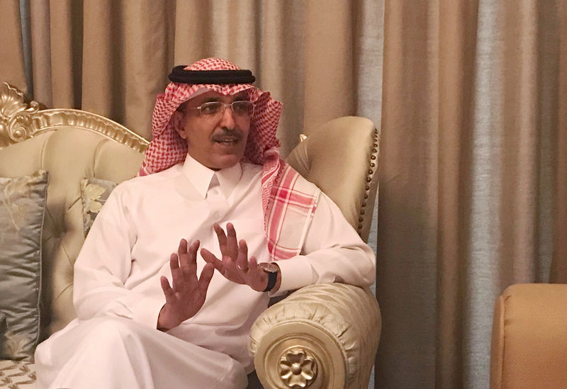 © Reuters. FILE PHOTO: Saudi Minister of Finance Mohammed al-Jadaan speaks during an interview with Reuters at the Four Seasons hotel in Riyadh