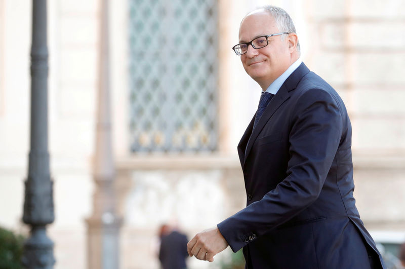 © Reuters. FILE PHOTO: Gualtieri arrives at Quirinale Presidential Palace in Rome