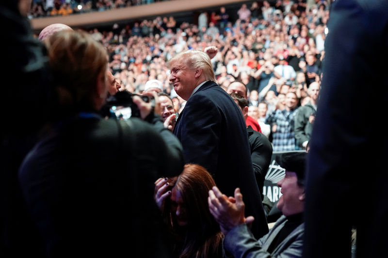 Trump views mixed martial arts fight at New York's Madison Square Garden