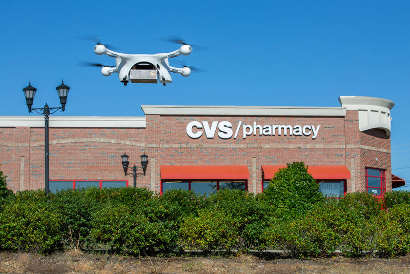 © Reuters. A UPS Flight Forward drone takes off during the first residential delivery of prescription medication for CVS in Cary