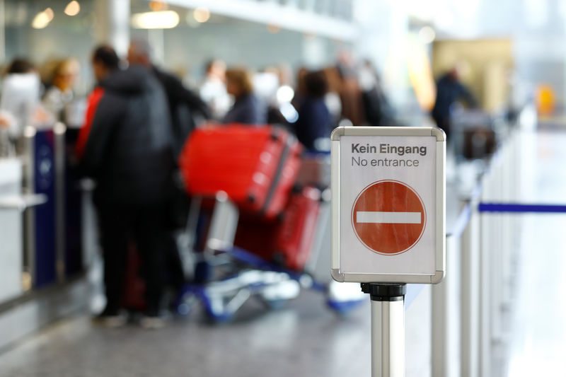 © Reuters. Strike of Germany's cabin crew union UFO at Frankfurt airport