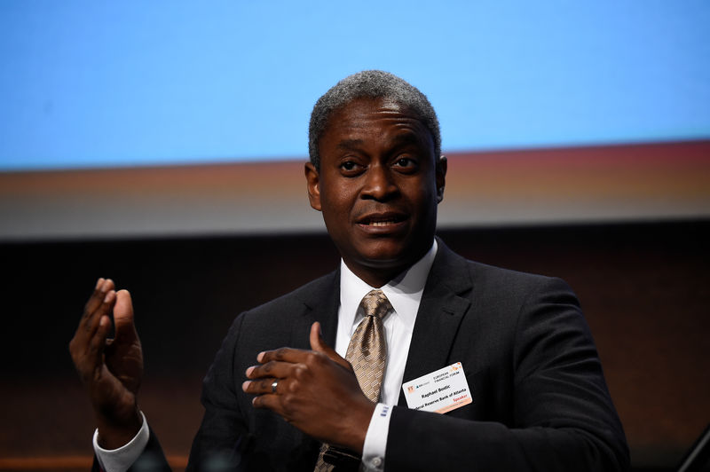 © Reuters. President and Chief Executive Officer of the Federal Reserve Bank of Atlanta Raphael W. Bostic speaks at a European Financial Forum event in Dublin