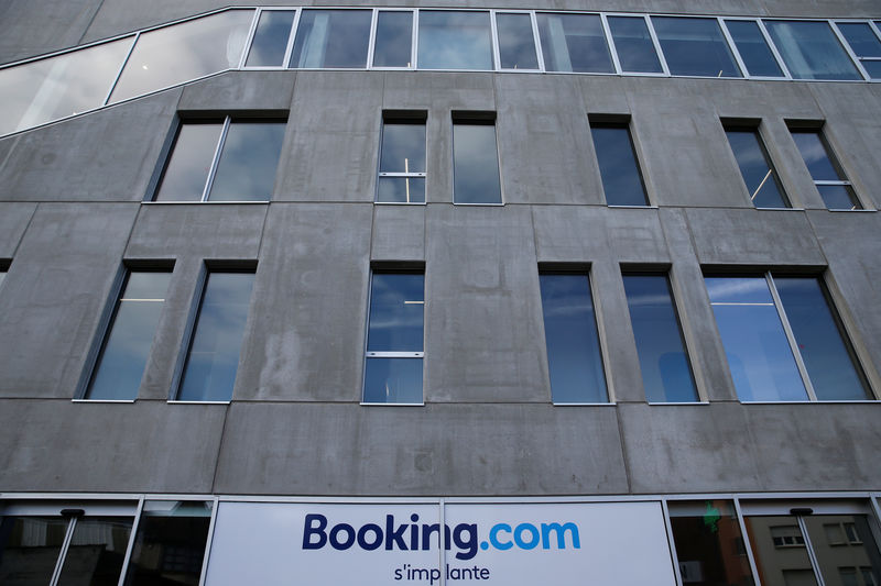© Reuters. The building of the new Booking.com customers site is seen in Tourcoing