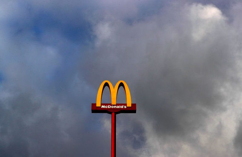 © Reuters. FILE PHOTO: A sign for the U.S. fast food restaurant chain McDonald's is seen outside one of their restaurants in Sint-Pieters-Leeuw, near Brussels