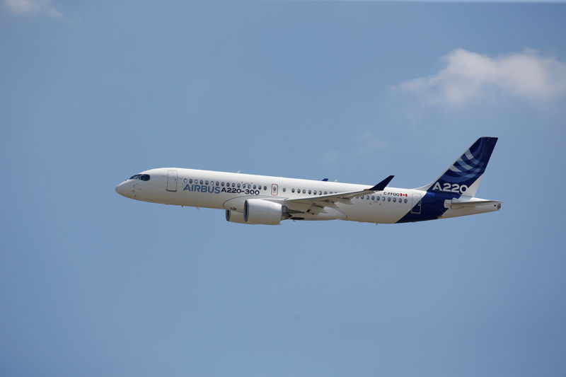 Airbus says could stretch A220 airliner, but has no current plan to do so
