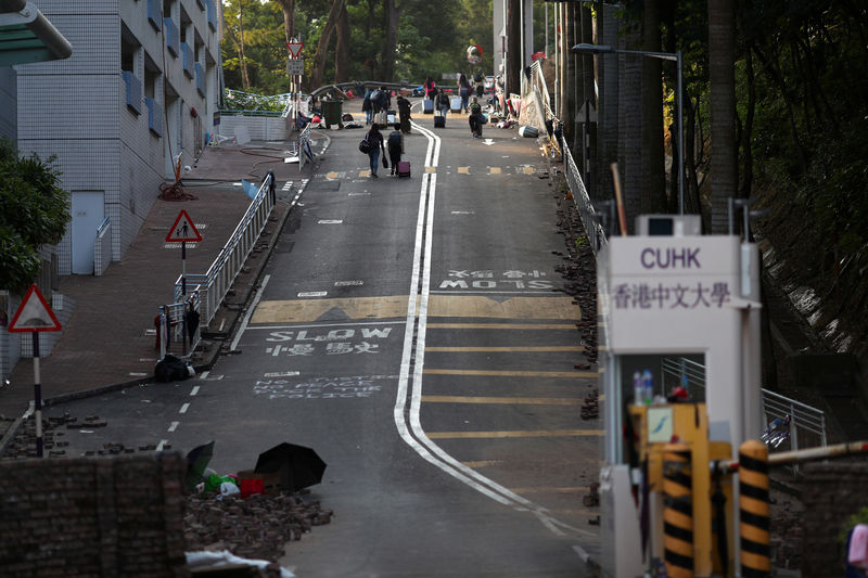 © Reuters. Protests at Hong Kong's university campuses