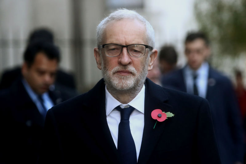© Reuters. FOTO DE ARCHIVO: El líder del Partido Laborista británico en la oposición Jeremy Corbyn llega para asistir al Ceremonia Nacional del Recuerdo en Londres
