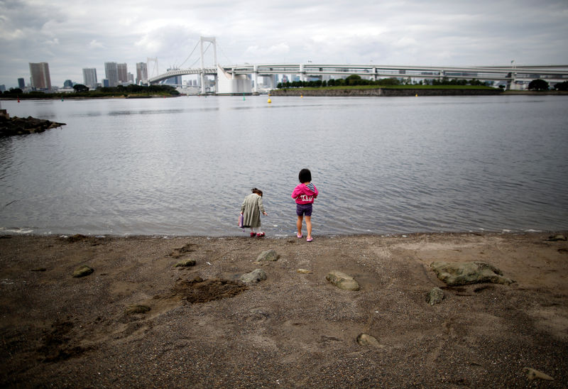 © Reuters. Visitors stroll at Odaiba Marine Park in Tokyo