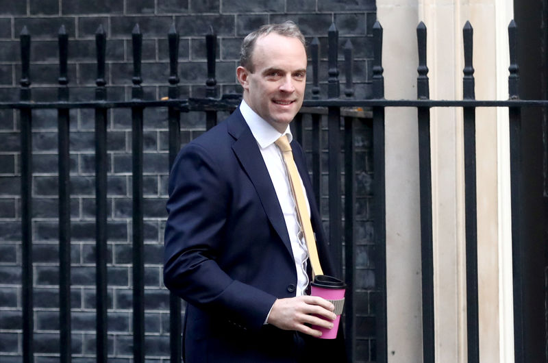© Reuters. Britain's Foreign Secretary Dominic Raab walks outside Downing Street in London