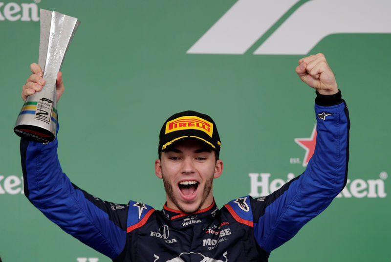 Gasly celebrates 'insane' first podium in F1