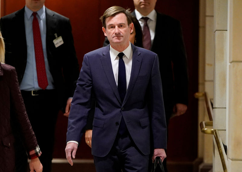 © Reuters. FILE PHOTO: David Hale, Under Secretary of State for Political Affairs, arrives for a closed-door deposition as part of the impeachment inquiry into U.S. President Trump in Washington.