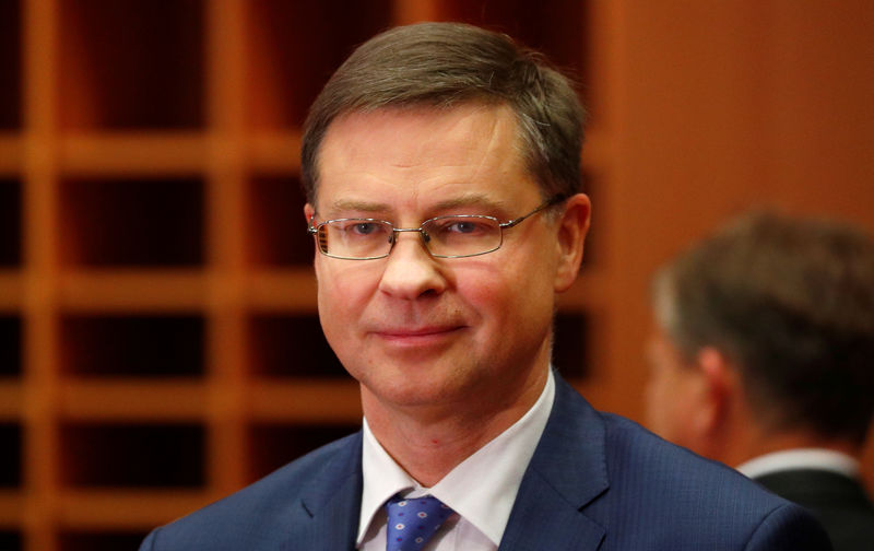 © Reuters. European Commissioner-designate for An Economy that Works for People Valdis Dombrovskis of Latvia attends his hearing before the European Parliament in Brussels