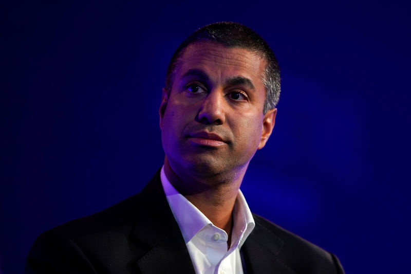 © Reuters. Ajit Pai, Chairman of the Federal Communications Commission, speaks at the WSJTECH Live conference in Laguna Beach, California