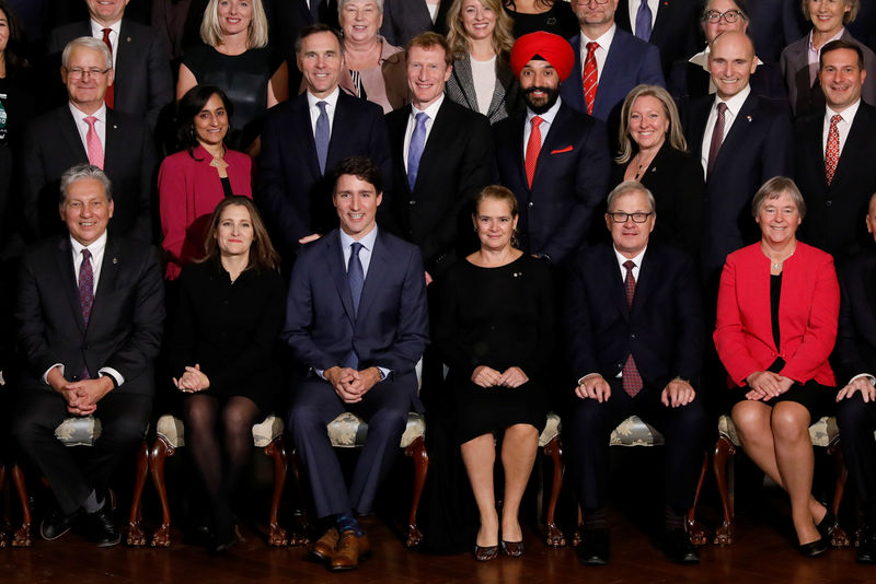 © Reuters. Canada's Prime Minister Justin Trudeau's new cabinet is sworn-in at Rideau Hall in Ottawa