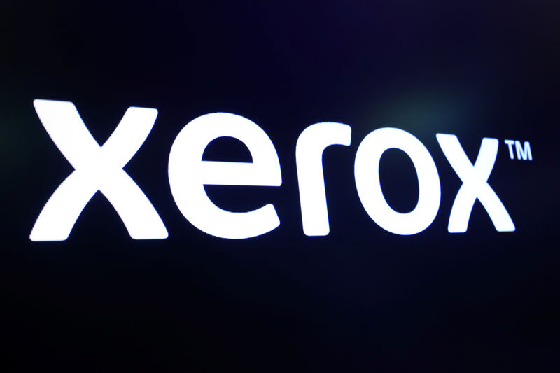 © Reuters. The company logo for Xerox is displayed on a screen on the floor of the NYSE in New York