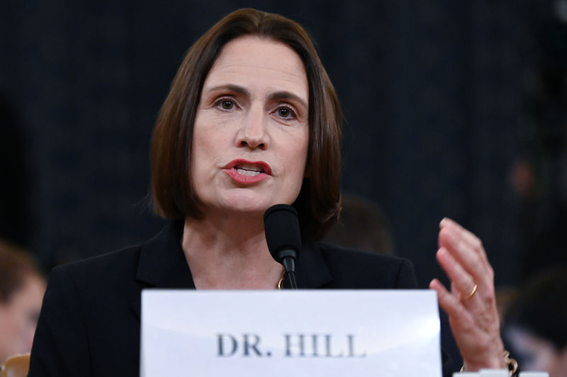 © Reuters. Fiona Hill testifies before a House Intelligence Committee hearing as part of the impeachment inquiry into U.S. President Donald Trump on Capitol Hill in Washington