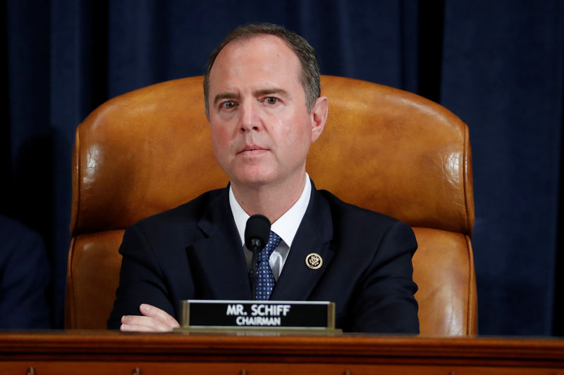 © Reuters. House Intelligence Committee Chairman Adam Schiff, D-Calif., questions Ambassador Kurt Volker, former special envoy to Ukraine, and Tim Morrison, a former official at the National Security Council, as they testify before the House Intelligence Committee