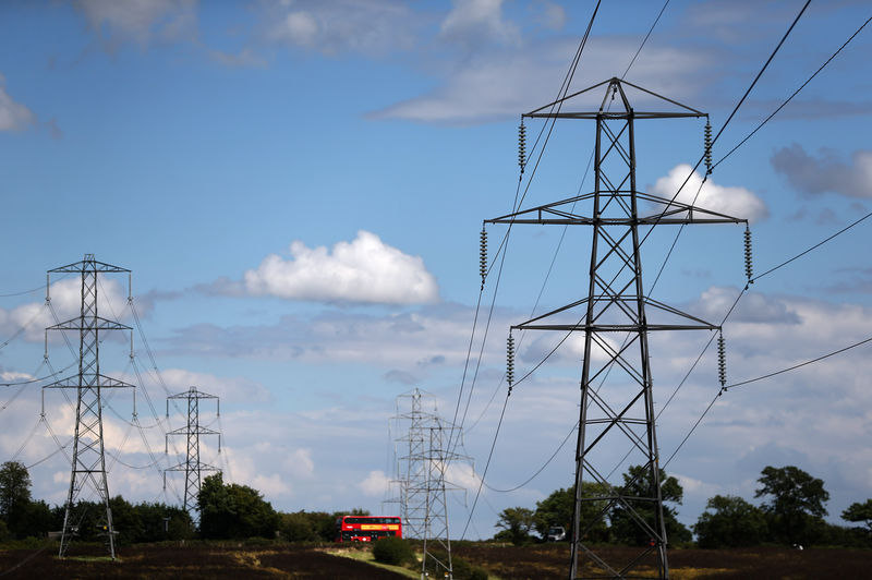 © Reuters. FILE PHOTO: Electricity pylons are seen in London
