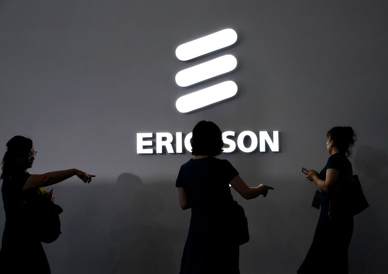 © Reuters. An Ericsson logo is pictured at Mobile World Congress (MWC) in Shanghai
