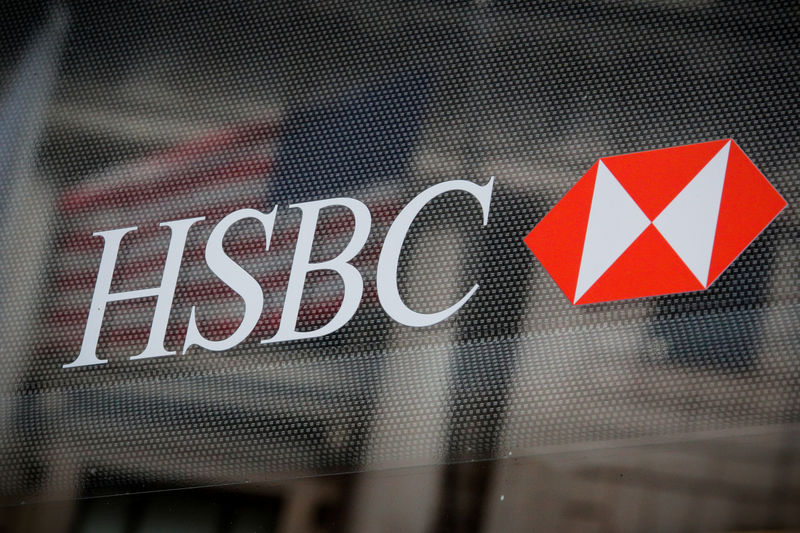 © Reuters. FILE PHOTO: HSBC logo is seen on a branch bank in the financial district in New York