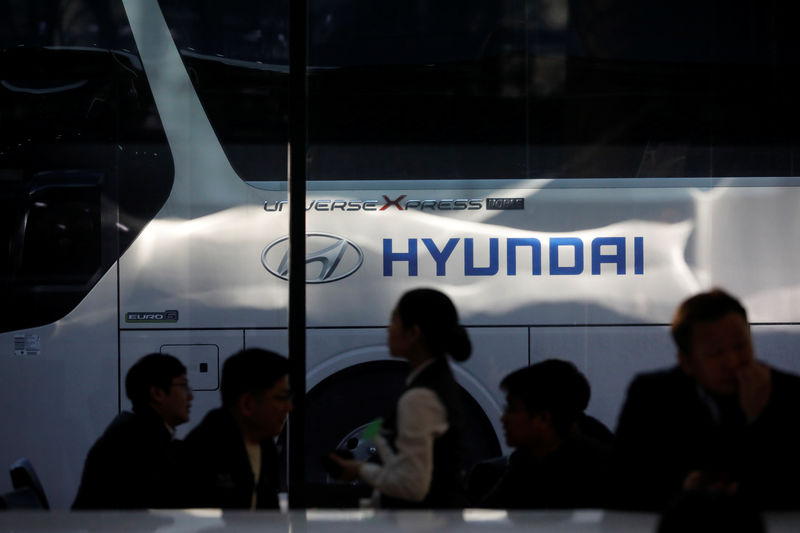 © Reuters. The logo of Hyundai Motors is seen at the company's headquarters in Seoul