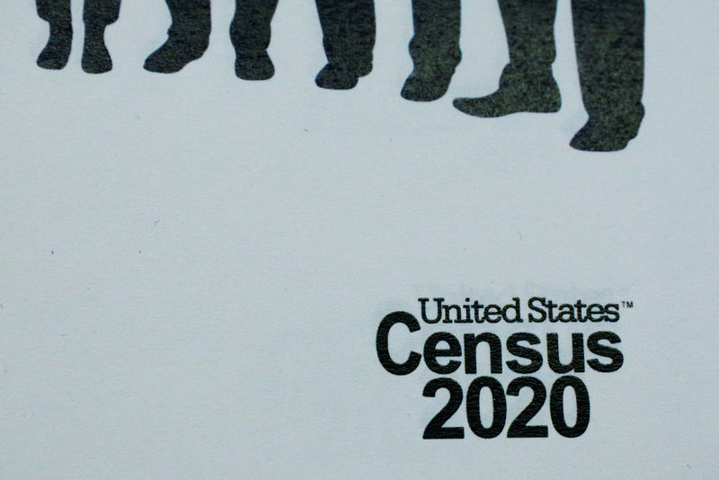 © Reuters. FILE PHOTO: An informational pamphlet is displayed at an event for community activists and local government leaders to mark the one-year-out launch of the 2020 Census efforts in Boston