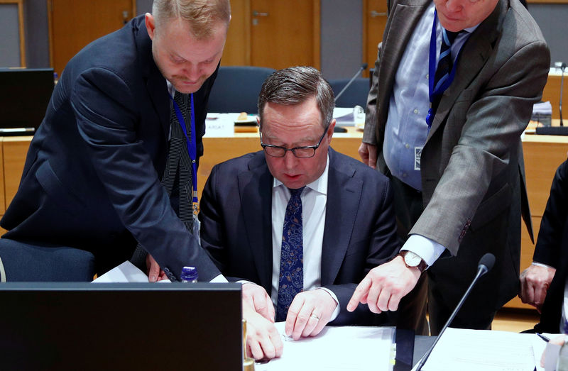© Reuters. Finnish Finance Minister Lintila attends an EU finance ministers meeting in Brussels