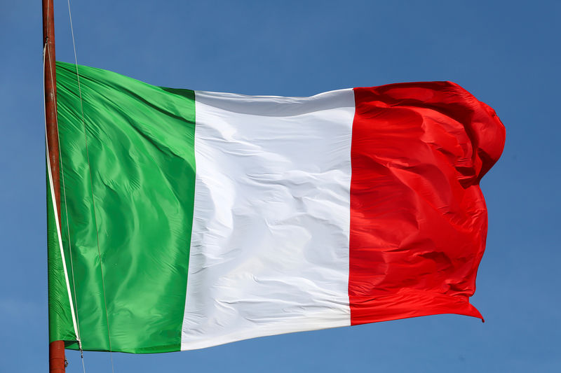 © Reuters. Una bandiera italiana vista a Roma, Italia.