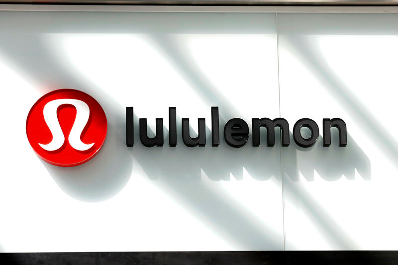 © Reuters. The logo for Lululemon Athletica is seen outside a retail store in New York