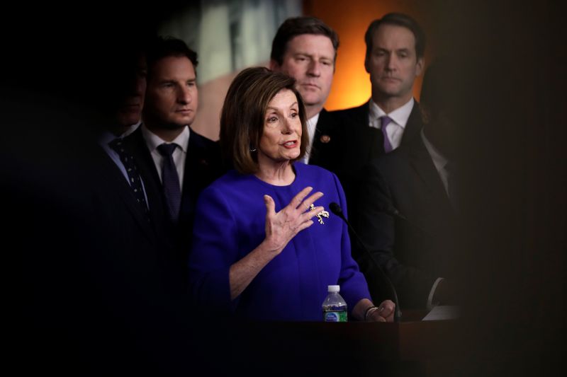 © Reuters. House Speaker Nancy Pelosi on the USMCA trade agreementon Capitol Hill in Washington