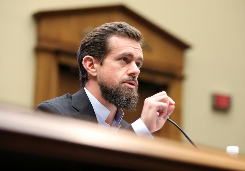 © Reuters. FILE PHOTO: Twitter CEO Jack Dorsey testifies before the House Energy and Commerce Committee hearing on Capitol Hill in Washington