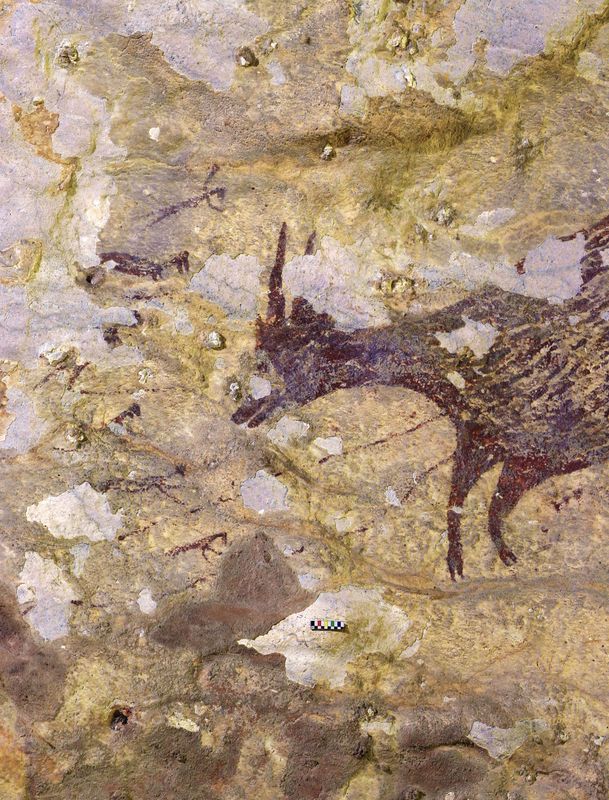 El arte rupestre indonesio parece ser el primer registro de &quot;narrativa&quot; conocido